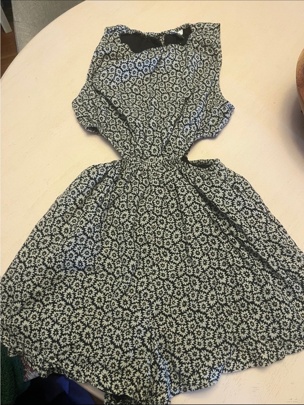 aerie Black and White Floral Cutout Mini Romper